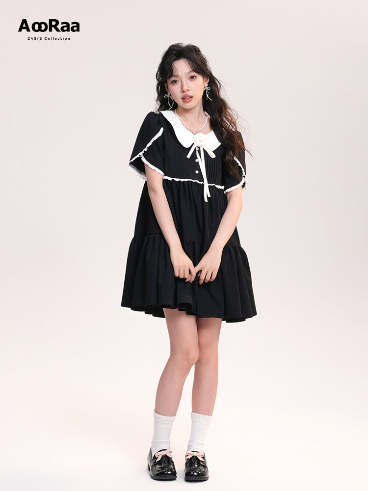 Doll Collar Dresses With Matching Rose Brooch