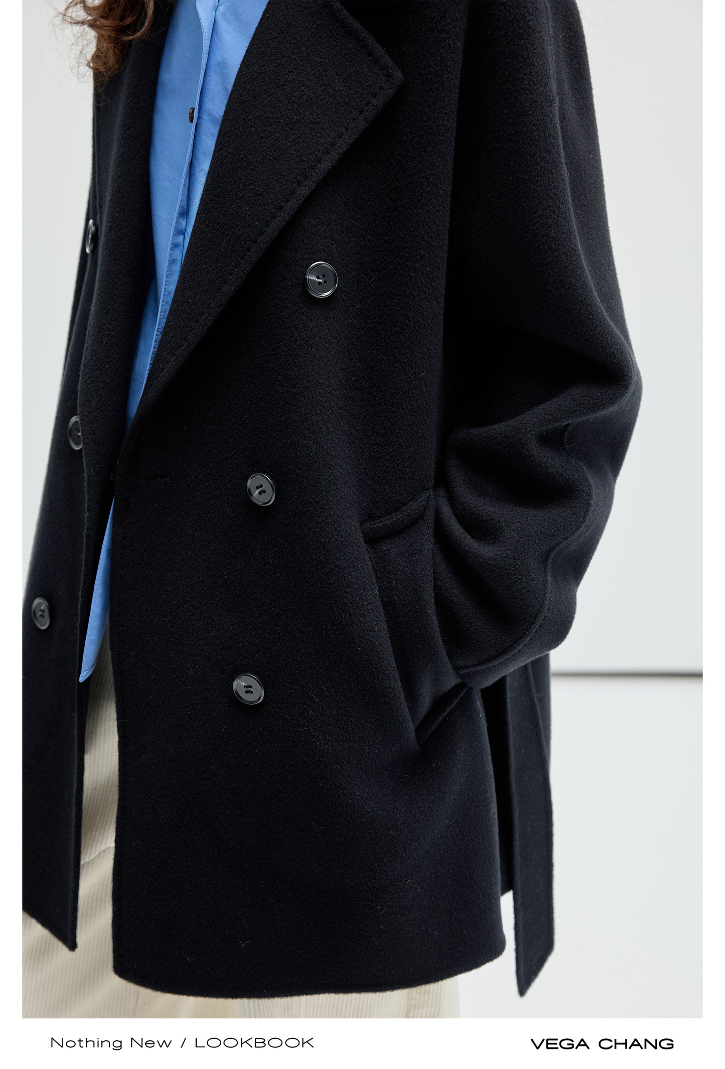 Slouchy Double-Breasted Wool Pea Coat