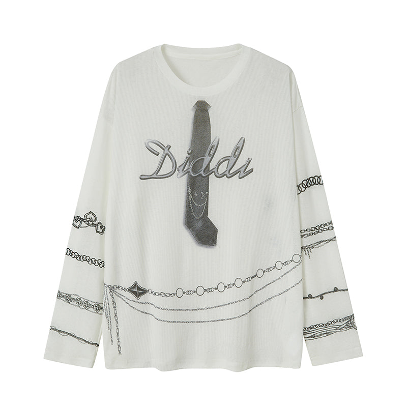 Breathable Semi-Sheer Oversize Tie Print T-Shirt