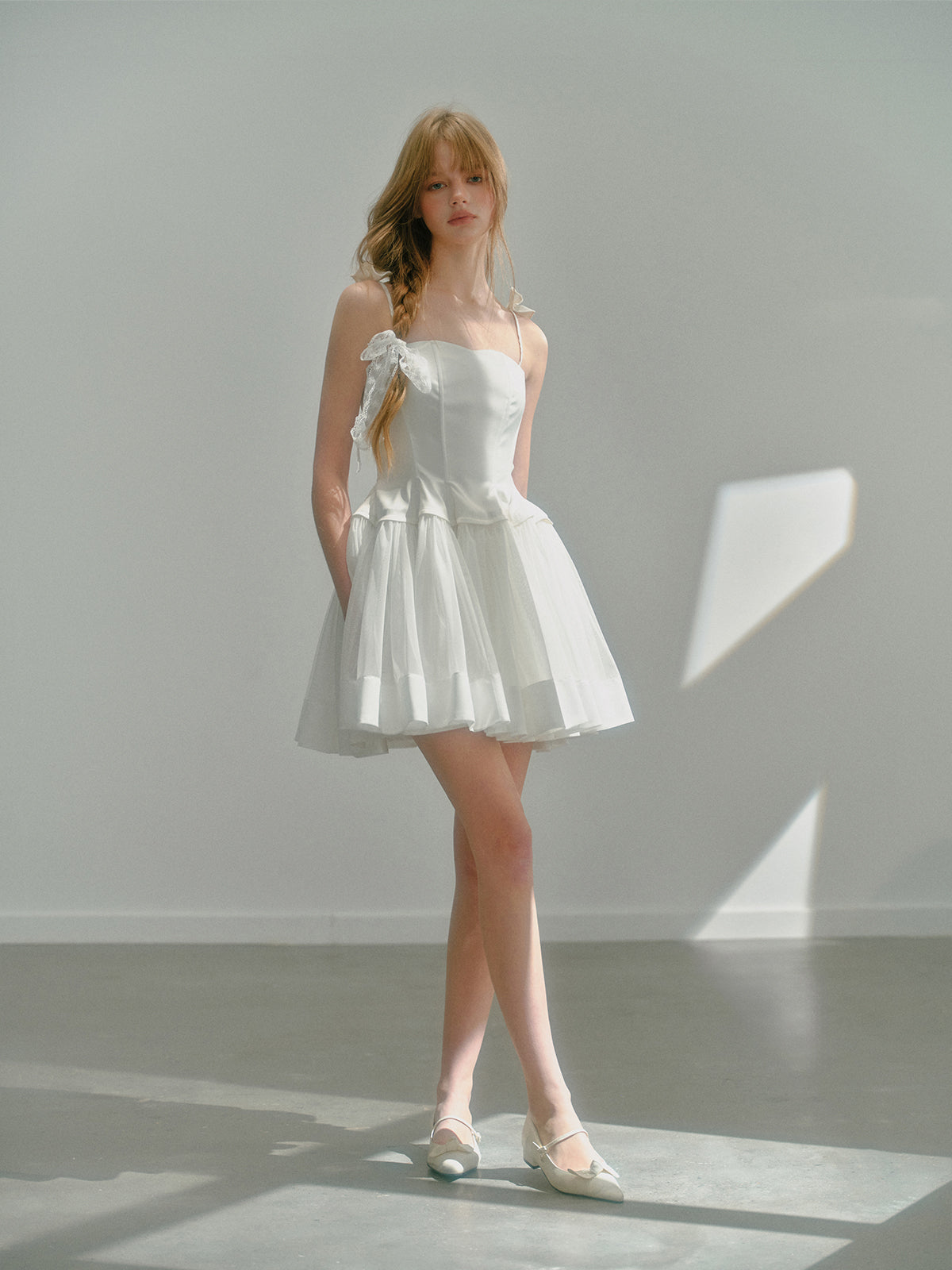 Elegant Frilled Spaghetti Strap Ballet Style Dress