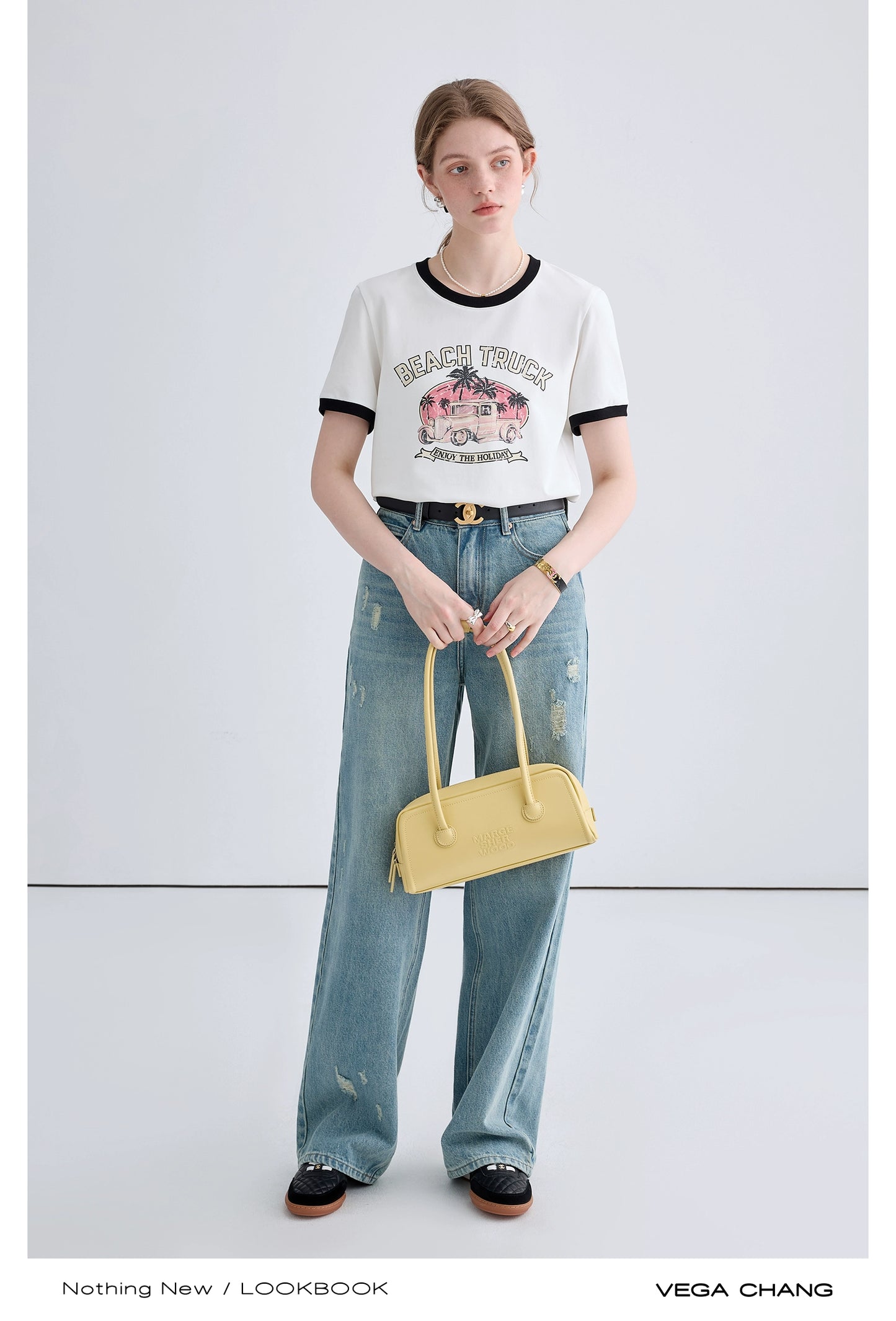 Niche Letter Print Top Round Neck T-Shirt