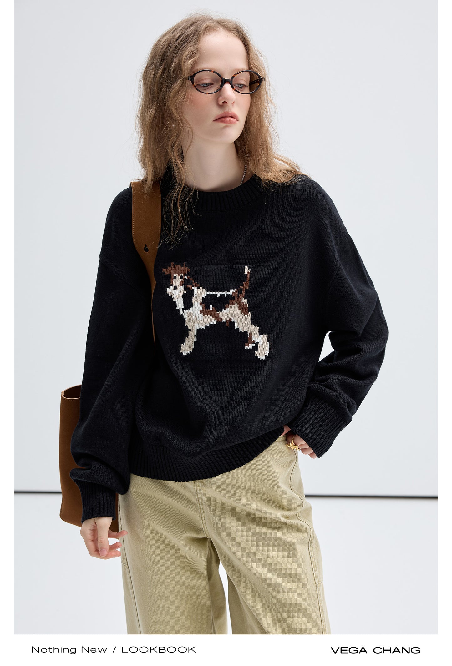 Relaxed Fit Jacquard Dog Sweater