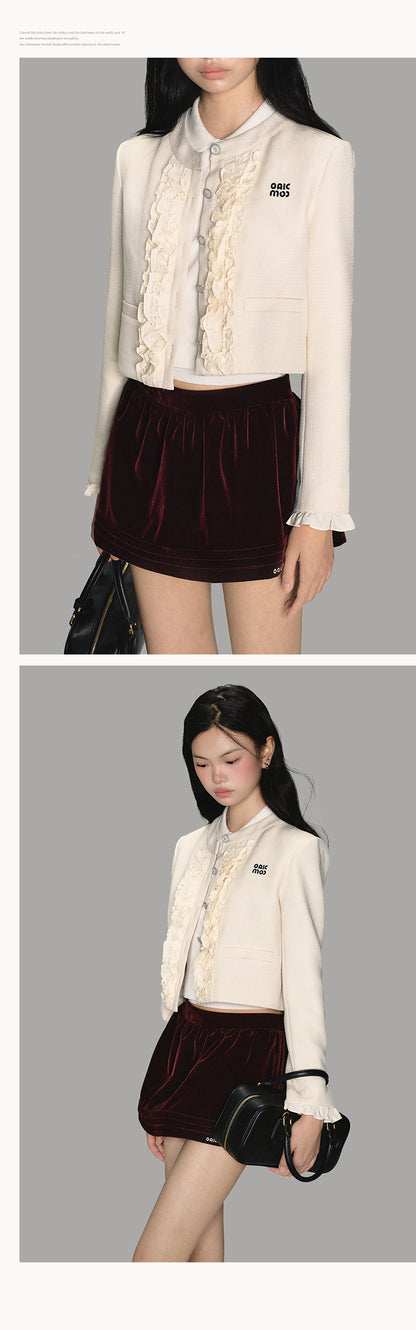 Frilled Short Jacket And Matching Mini Skirt