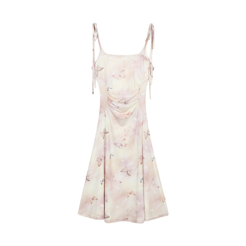 Butterfly Mesh Cami Dress And Flower Necklace