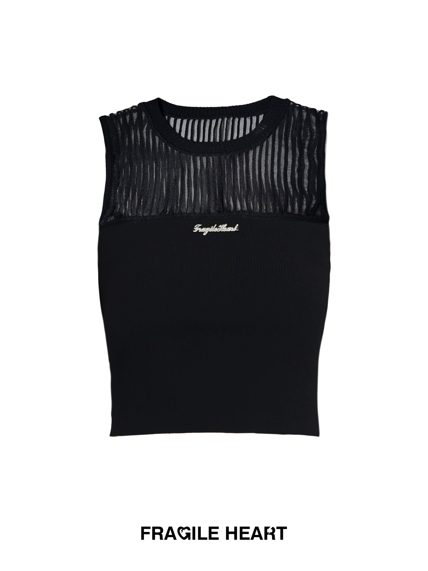 See-Through Ribbed Knit Striped Sleeveless Top