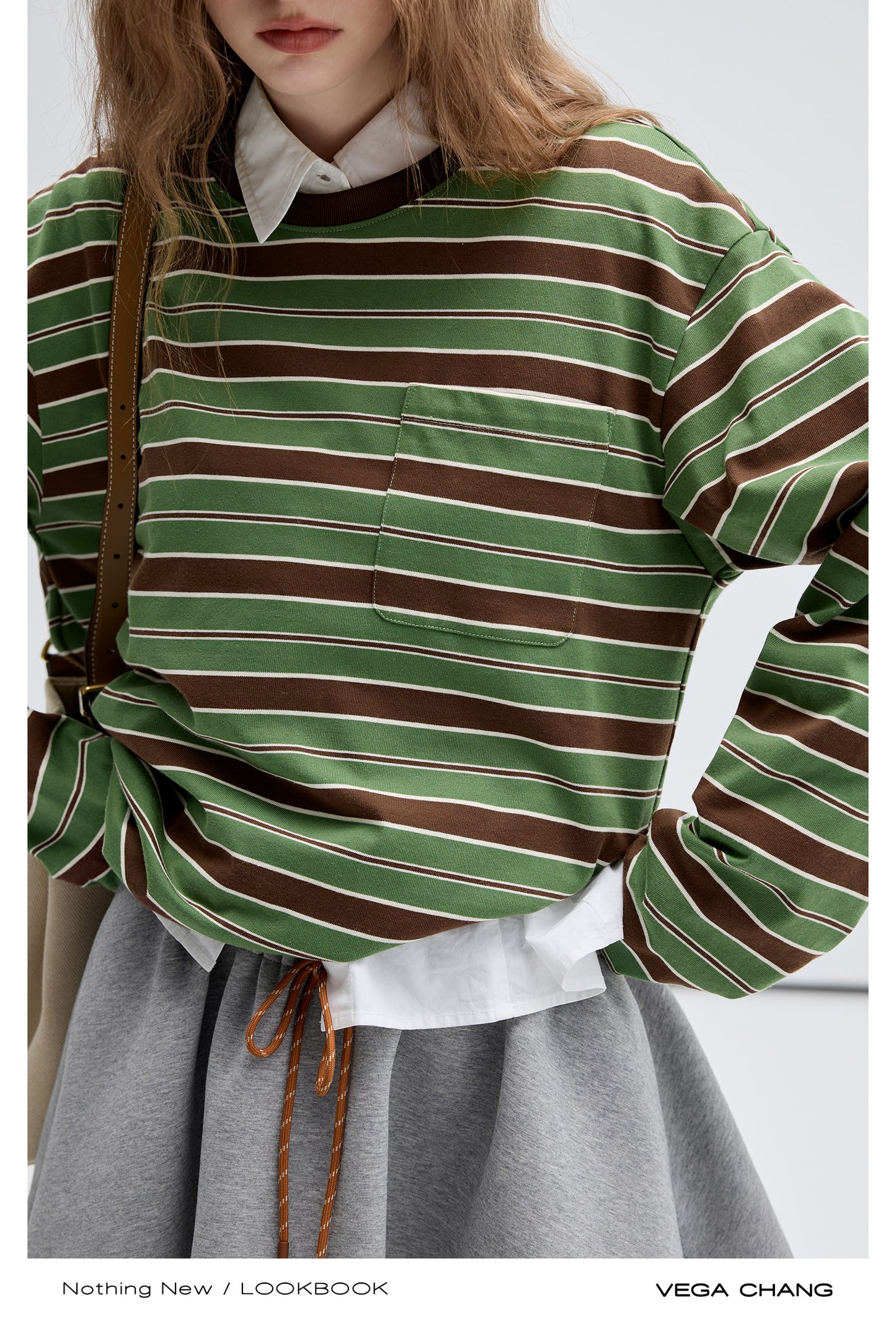 Stripe Relaxed Fit T-Shirt, Drawstring Mini Skirt