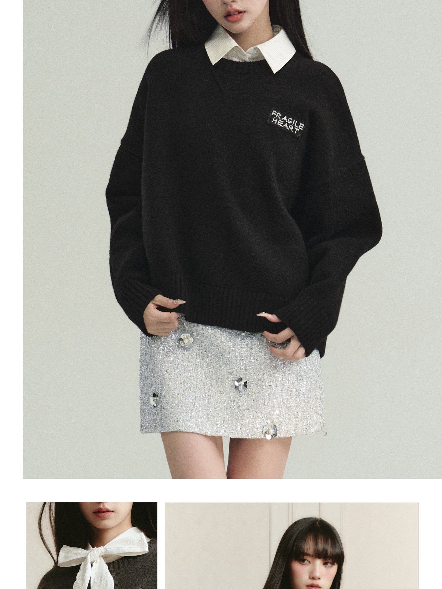 Basic Wool Blend Jacquard Logo Sweater