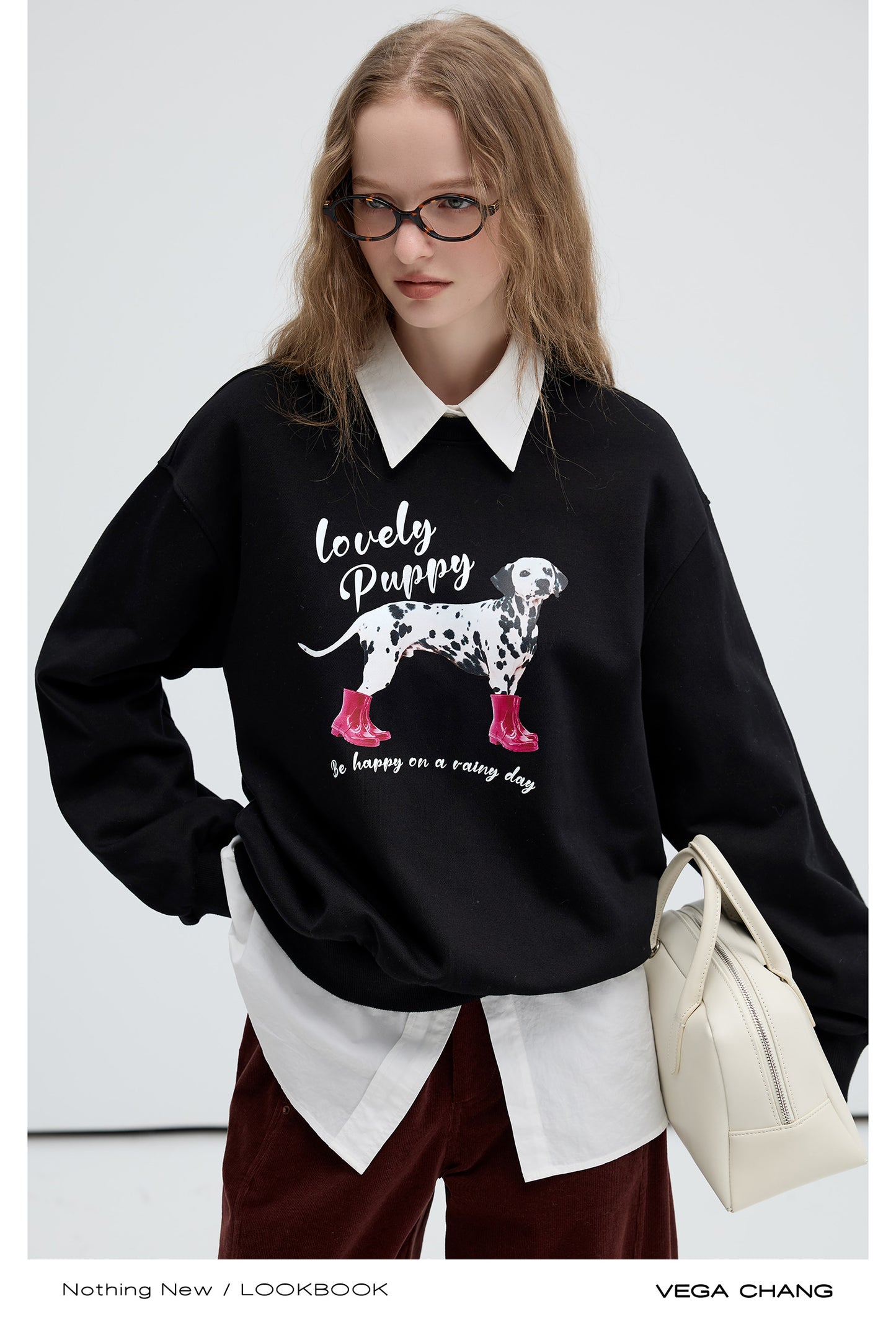 Dog In Boots Print Relax Fit Cotton Sweatshirt