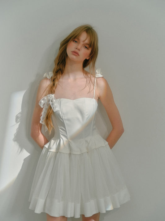 Elegant Frilled Spaghetti Strap Ballet Style Dress