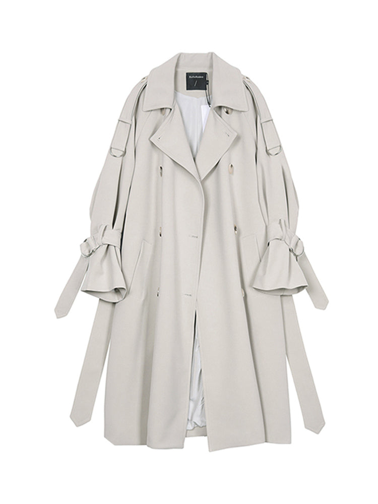 Classic Belted Double Breasted Midi Trench Coat