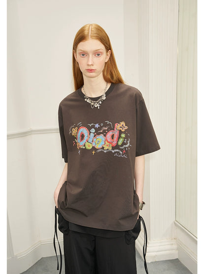 Colorful Letter Print T-Shirt In Oversized And Fitted Shapes