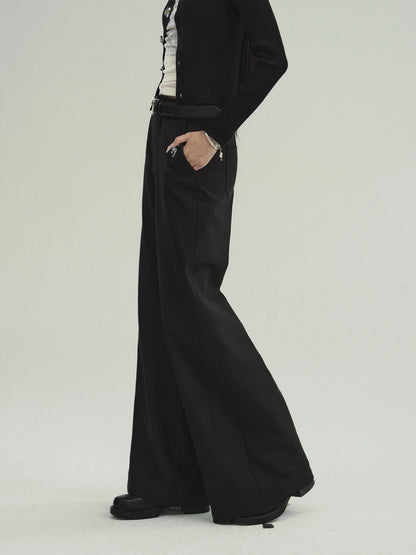 Straight Wide-Leg Logo Embroidered Pants