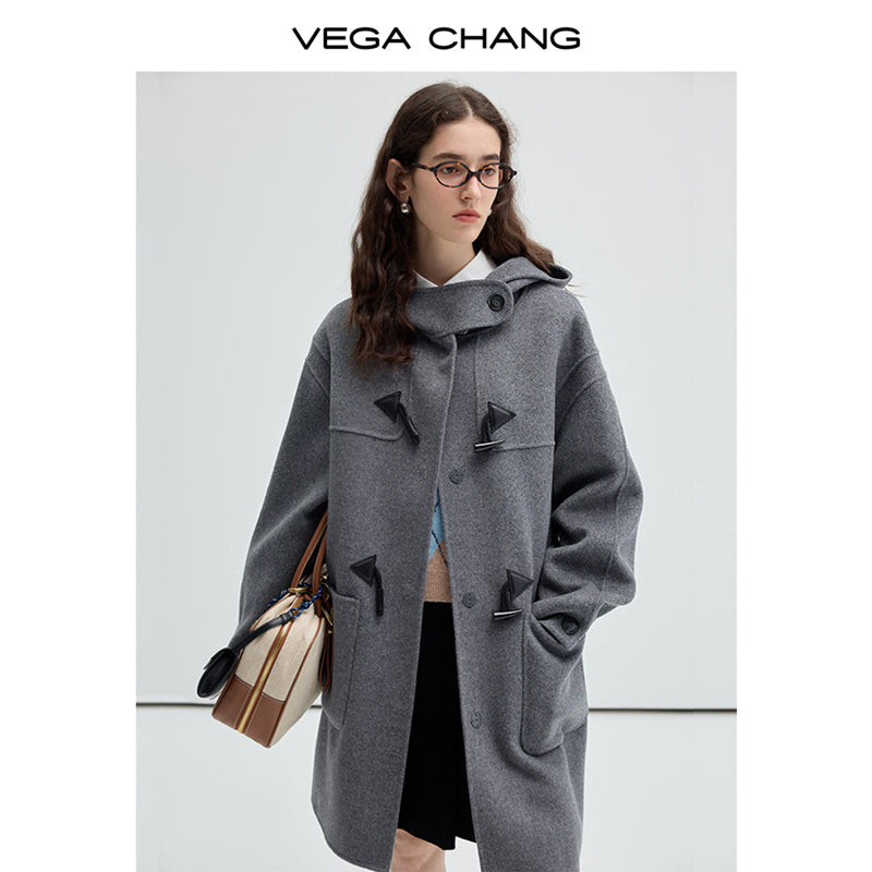 Wool Blend Duffle Coat With Double Closure