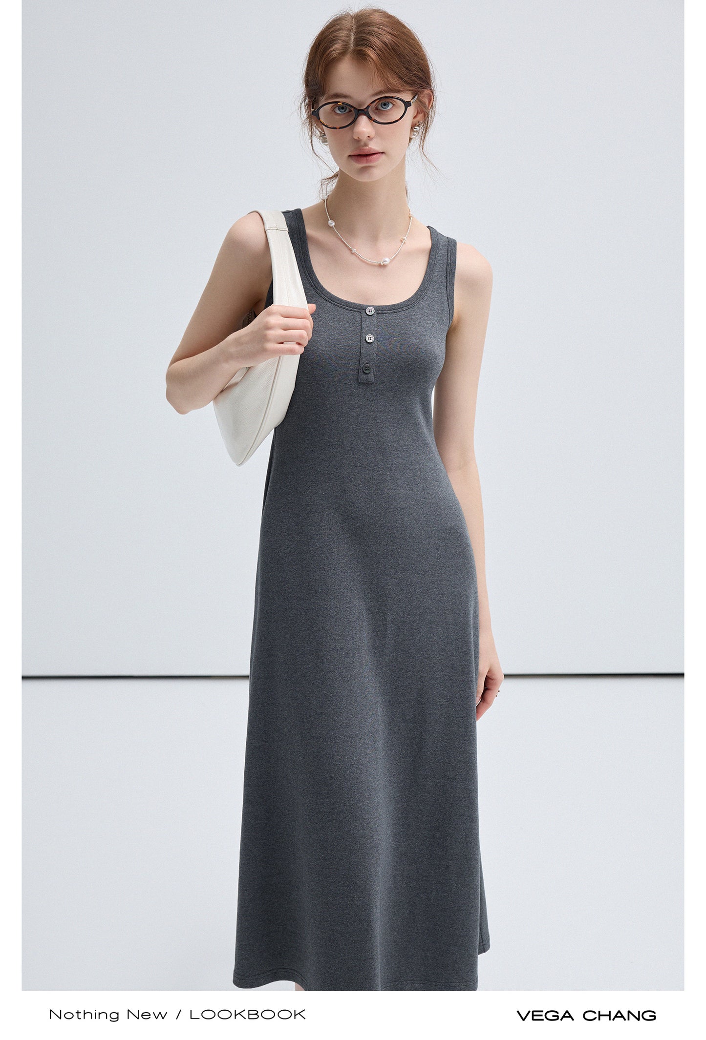 Simple Casual Henley Neck Sleeveless Long Dress