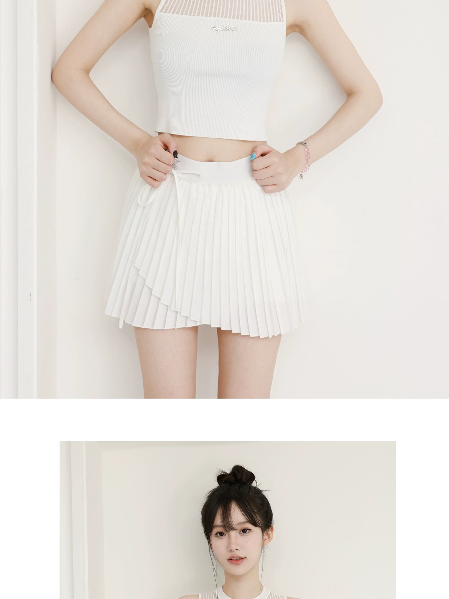 Accordion Pleated Wrap-Style Short Casual Tennis Skirt