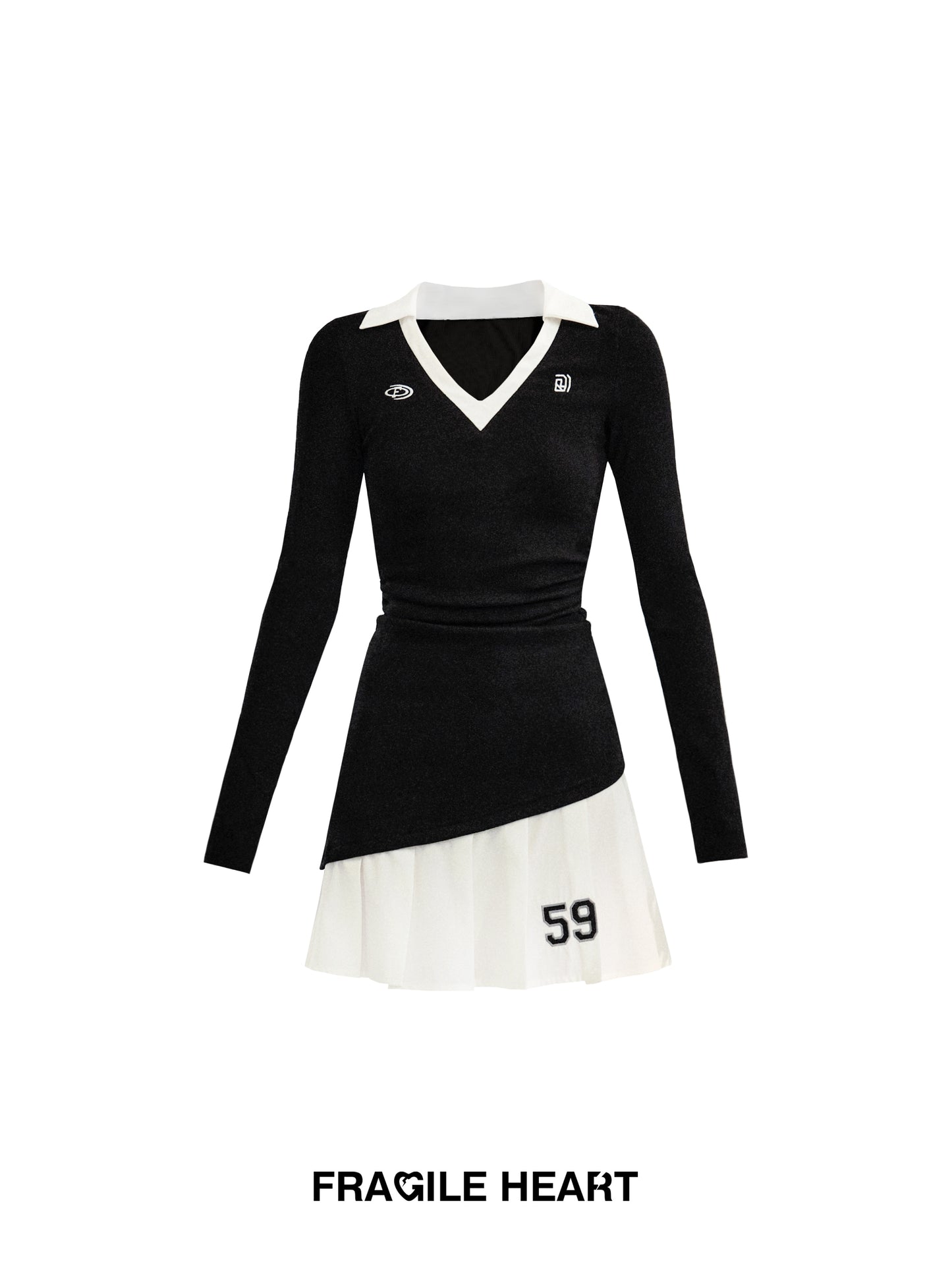 Tennis Style Sporty Layered Shirt Dress