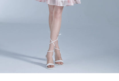 Rose Print Puff Sleeve Ruffled Glossy Chiffon Dress