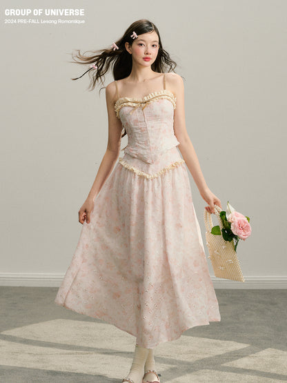 Eyelet Embroidery Floral Cami Top And Long Skirt