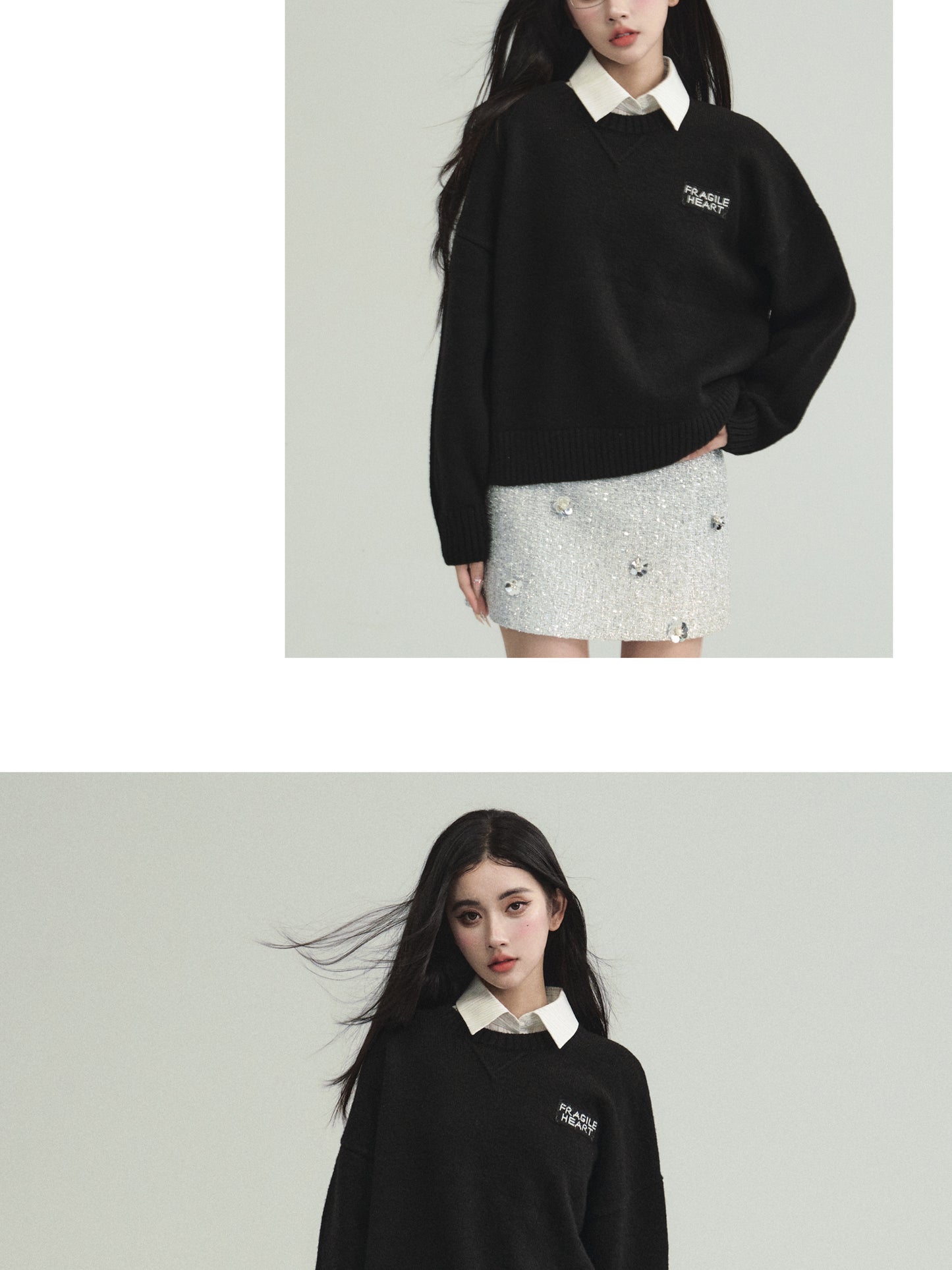 Basic Wool Blend Jacquard Logo Sweater