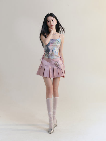 Dreamy Collage Print Side Tie Camisole Top