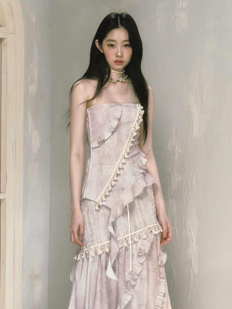 Shell Tassel Dyed Frilled Tube Top And Skirt – MILL MINORITY