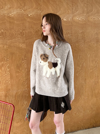 Soft Jacquard Puppy Sweater & Panda Knit Cardigan