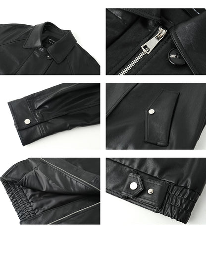 Double Closure Faux Leather Motorcycle Jacket