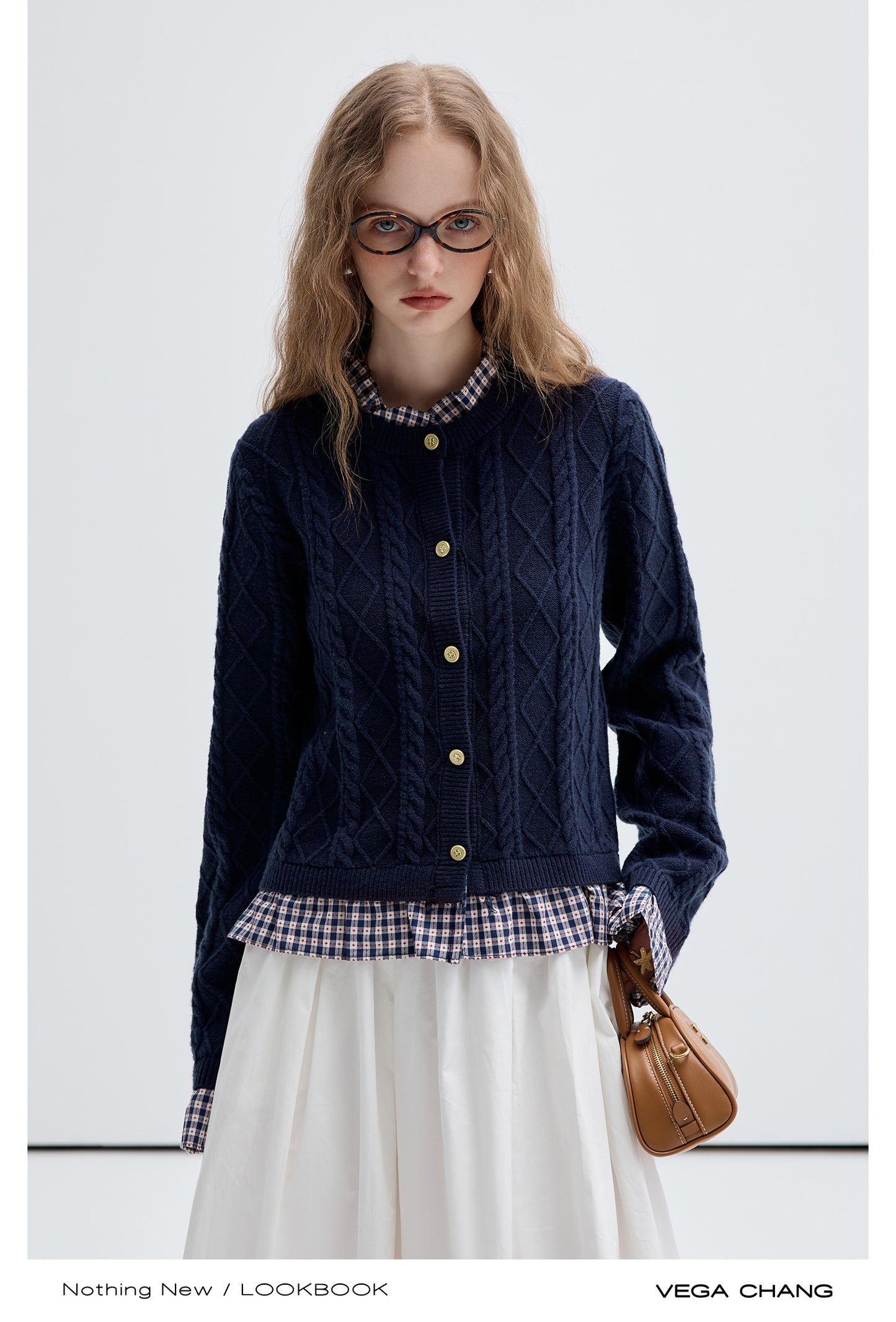 Layered Look Frilled Cable Knit Cardigan