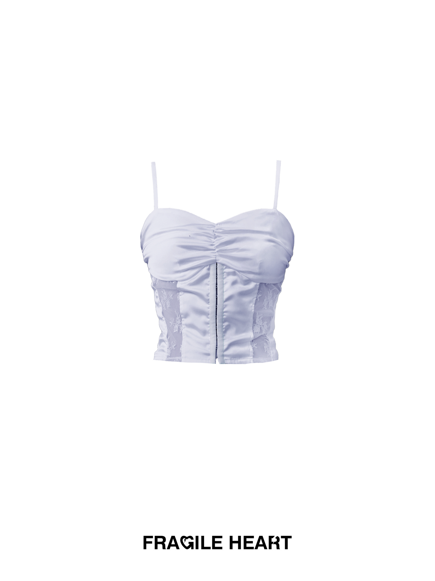 Glossy Twill Satin Lace Bustier Top With Metal Hook Closure