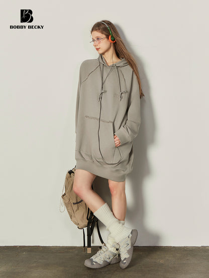 Oversized Raw Edge Hoodie Dress