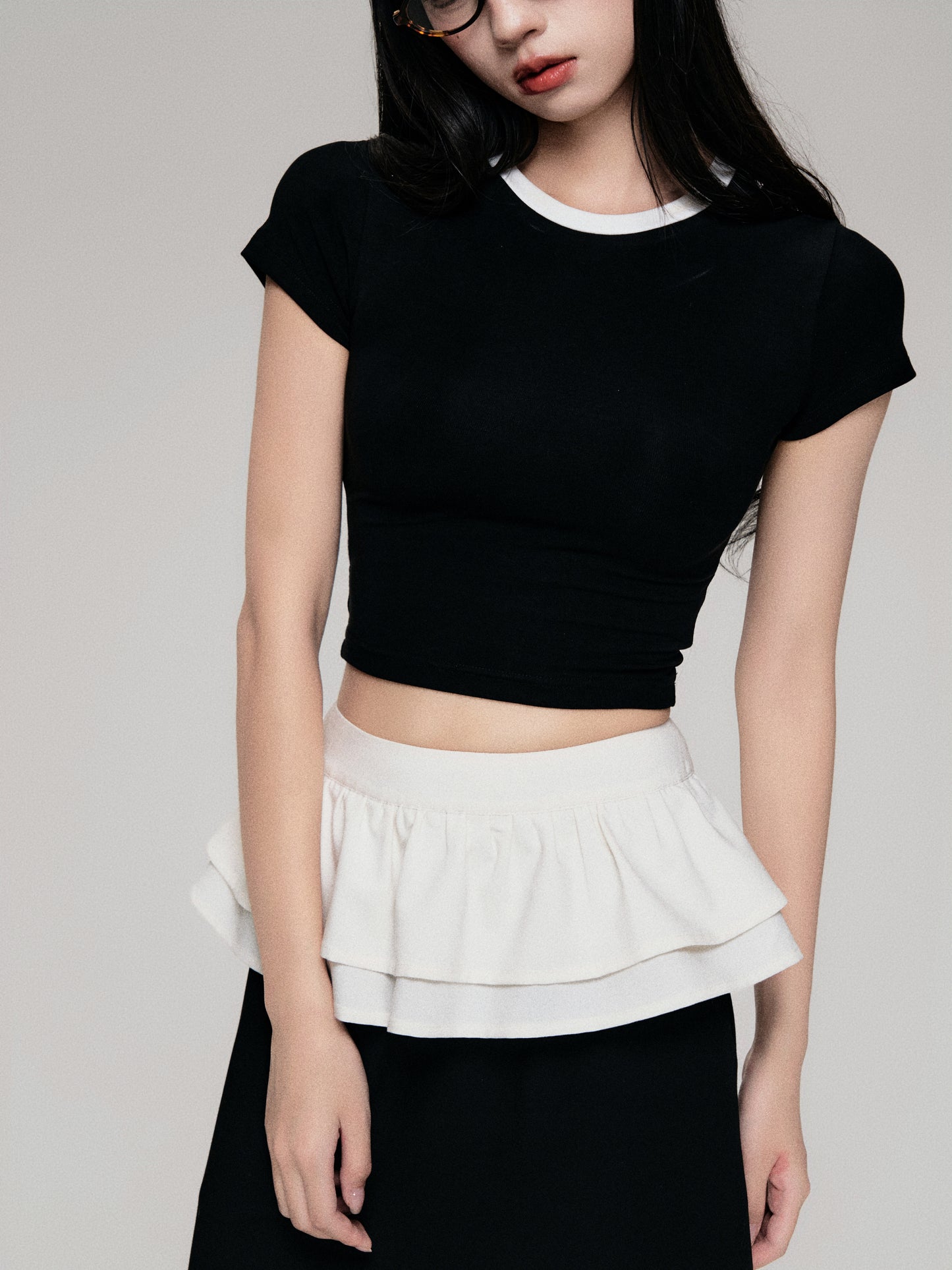 Silk-Touch Colorblock Faux Two-Piece Baby Tee