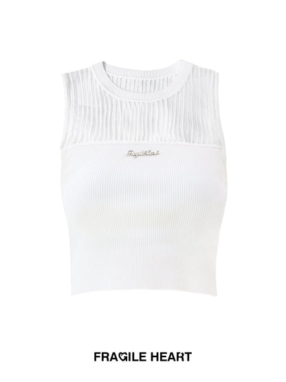 See-Through Ribbed Knit Striped Sleeveless Top