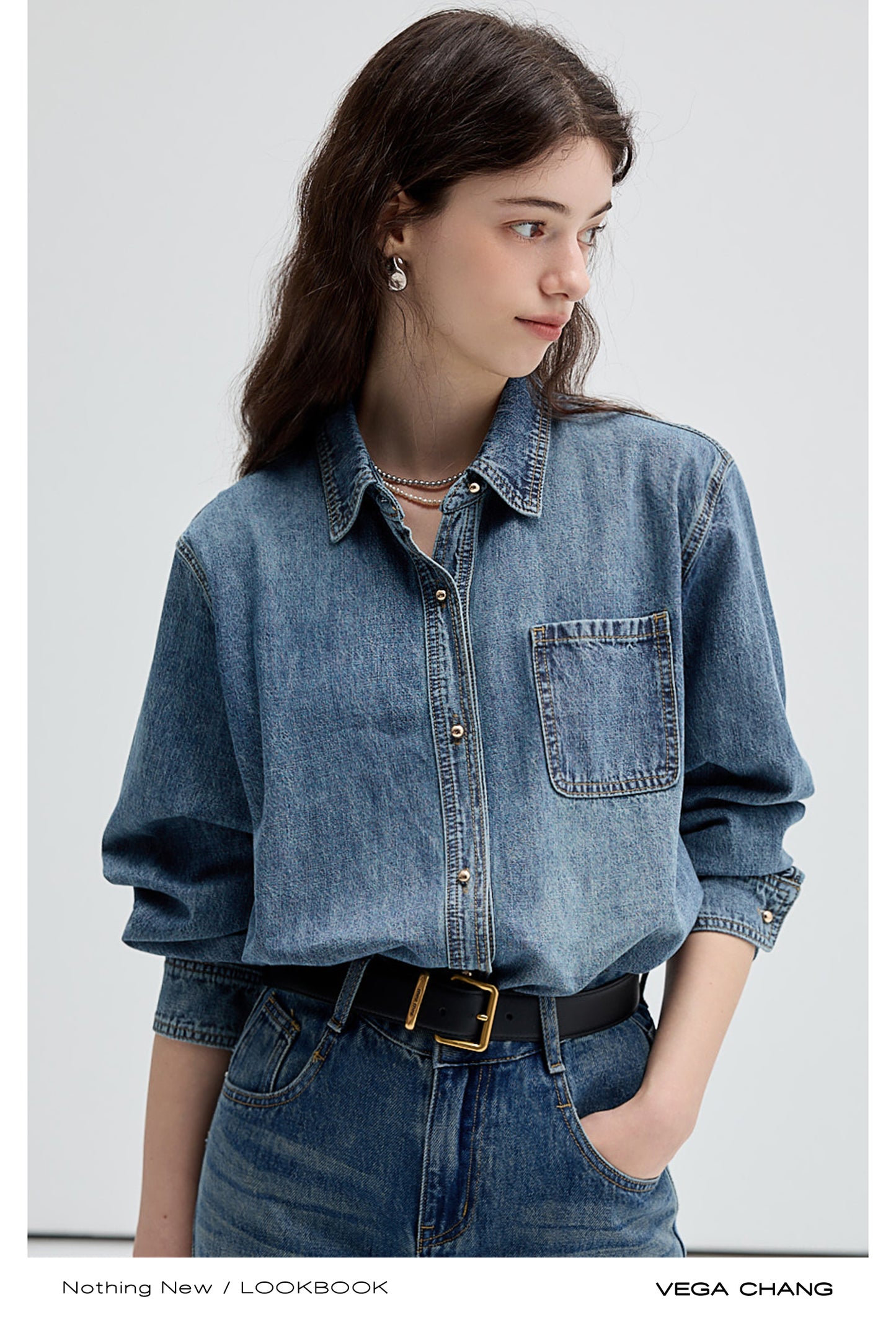 Washed Denim Shirt, Matching Straight-Leg Jeans