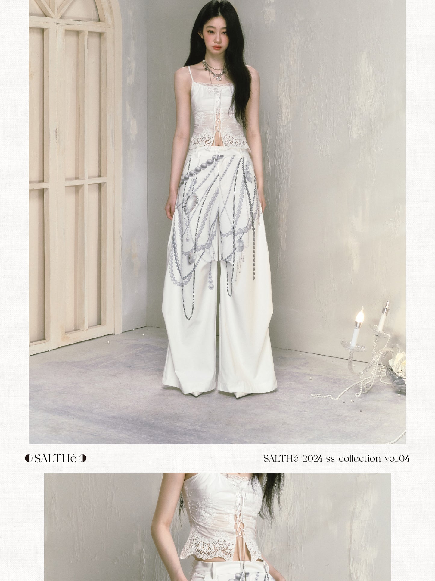 Jewelry Print Floor-Length Wide Leg Pants