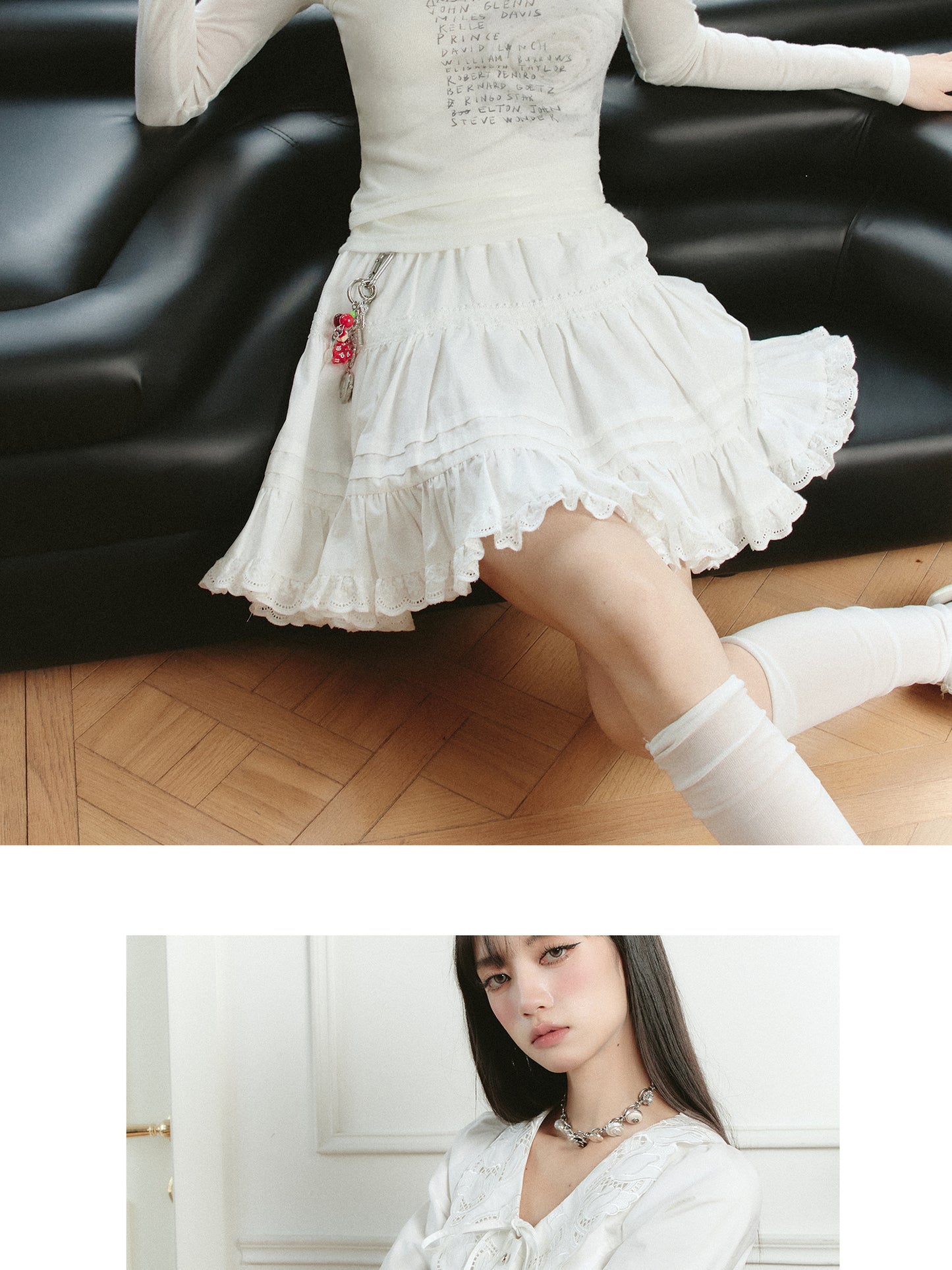 Versatile Tiered Cotton Lace Mini Skirt