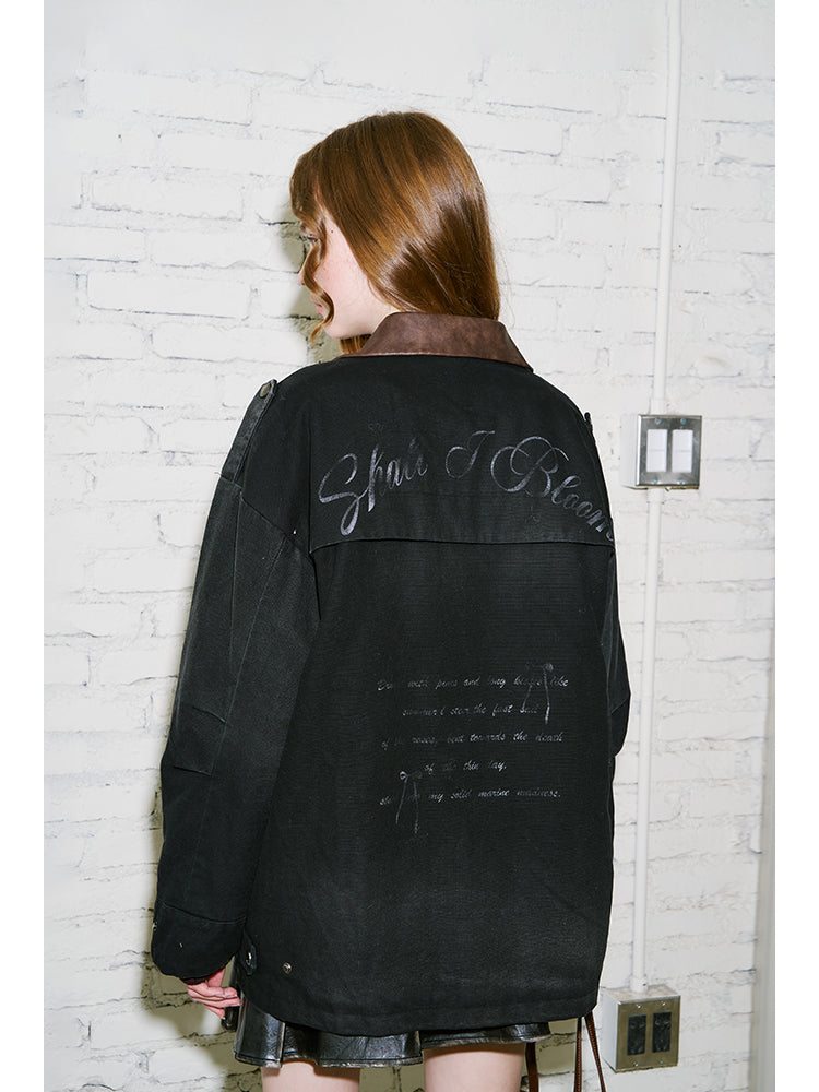 Pure Cotton Washed Jacket With Back Lettering