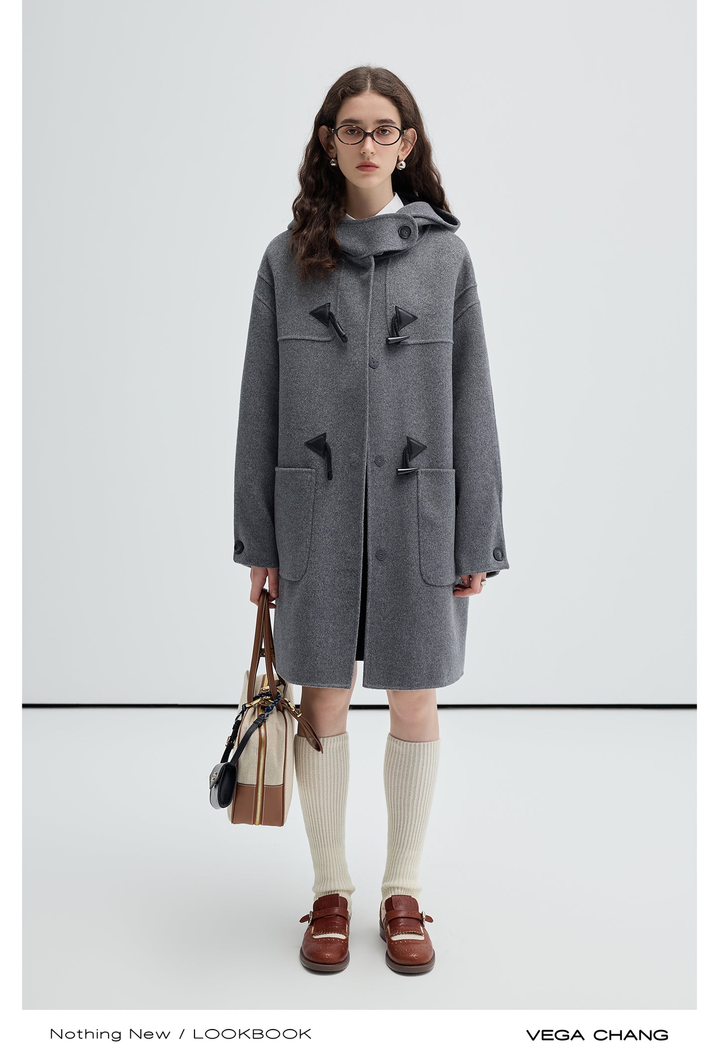 Wool Blend Duffle Coat With Double Closure