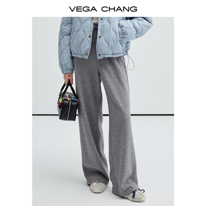 Casual Melange Knit Straight-Leg Pants