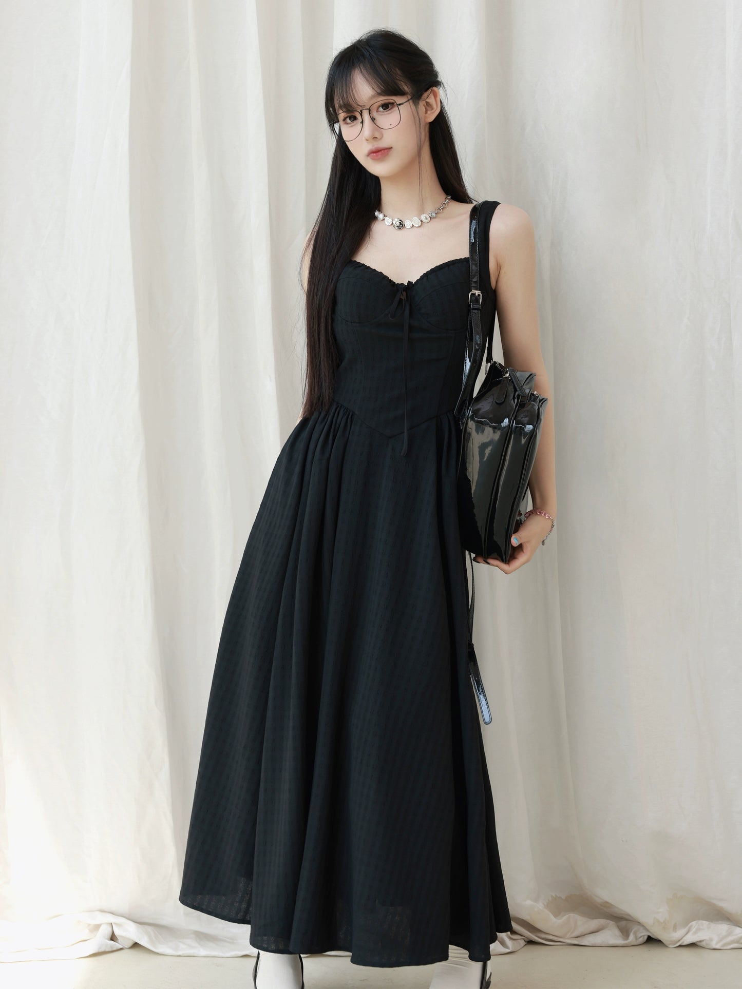 Breathable Elegant Long Dress With Built-In Bra Pads