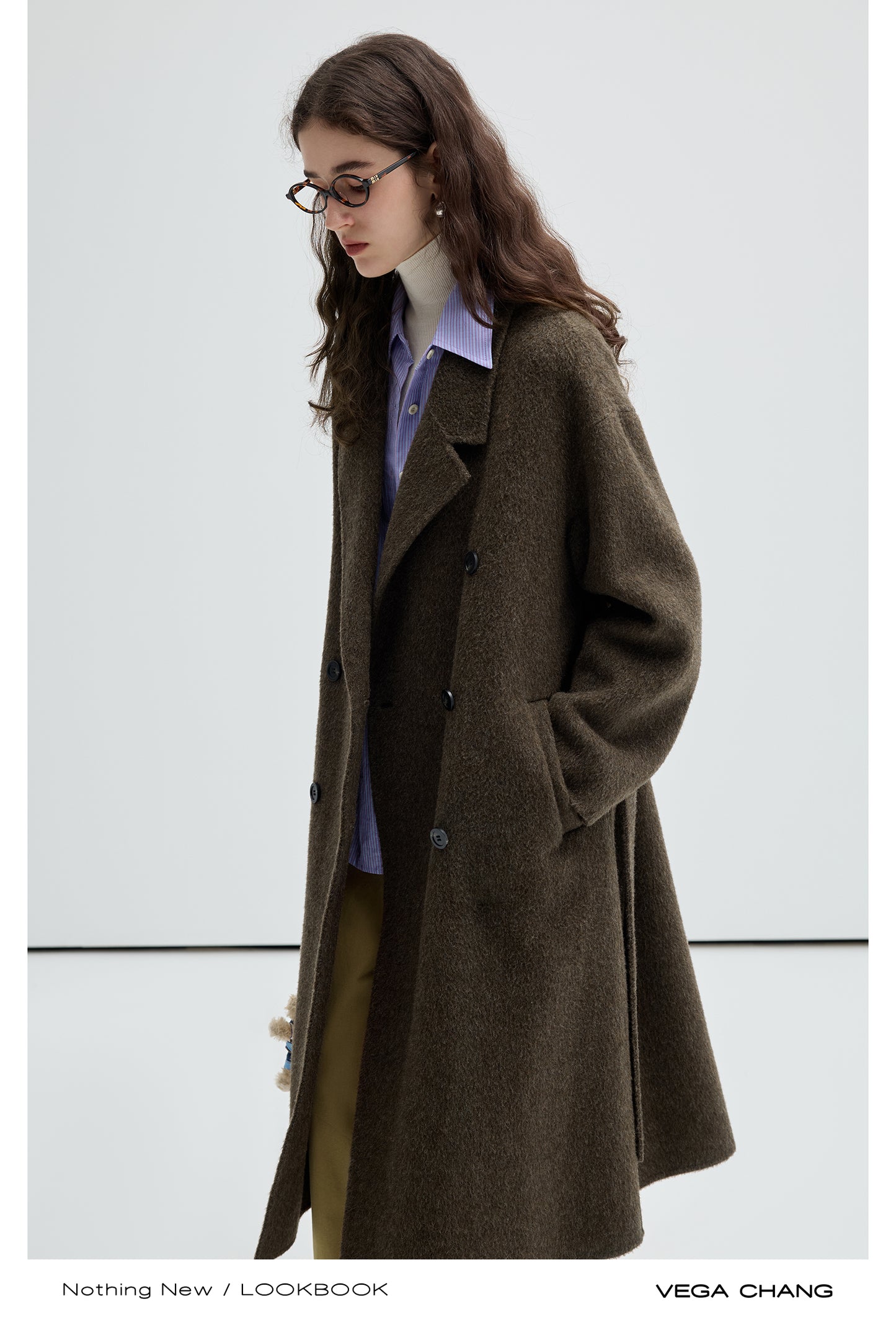 Classic Double Breasted Belted Woolen Coat