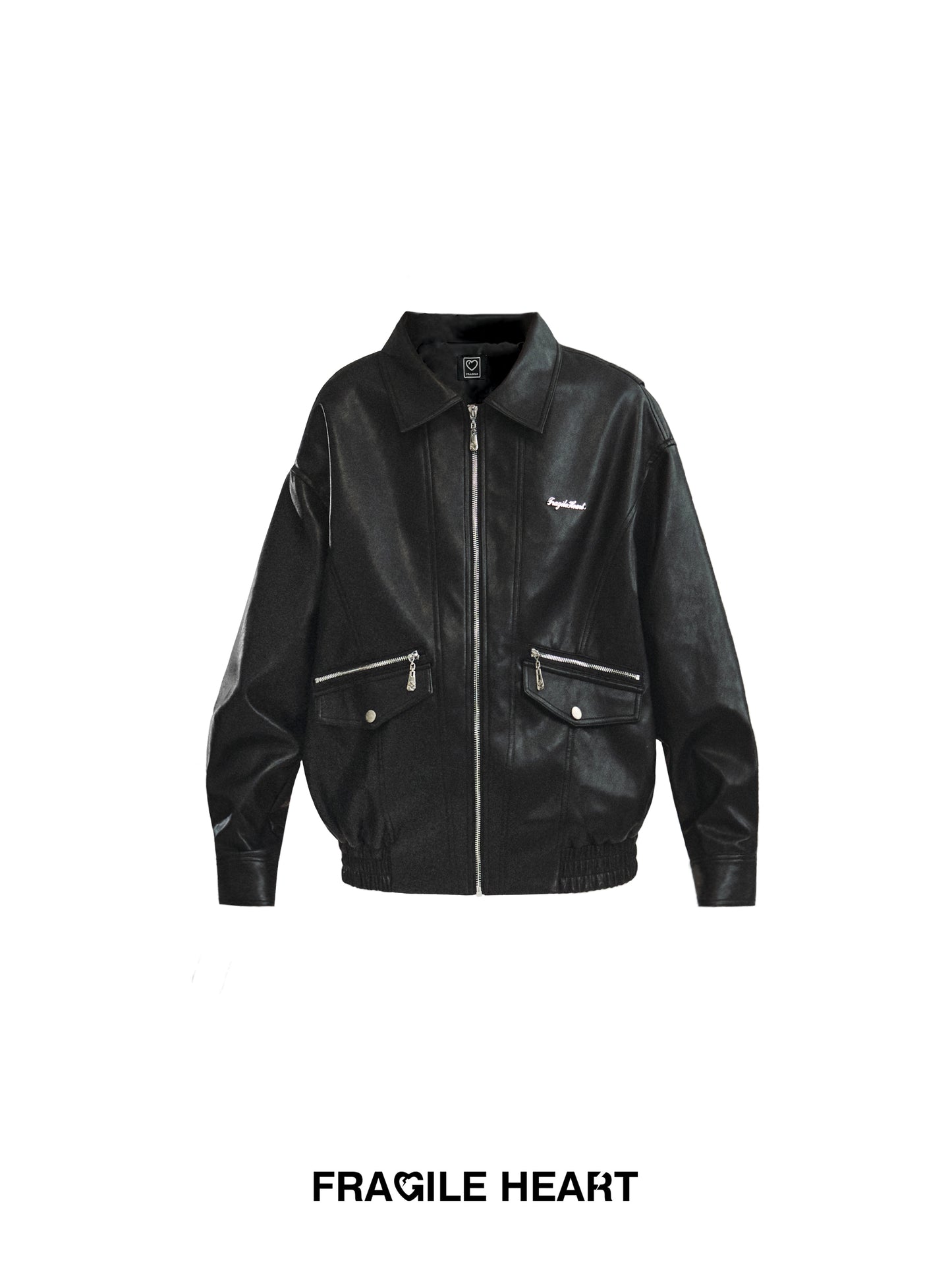 Faux Leather Layered-Look Bomber Jacket