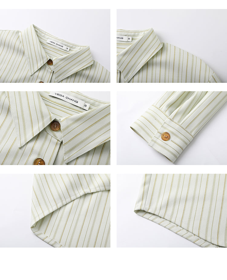 Striped Drop Shoulder Shirt With Amber Buttons