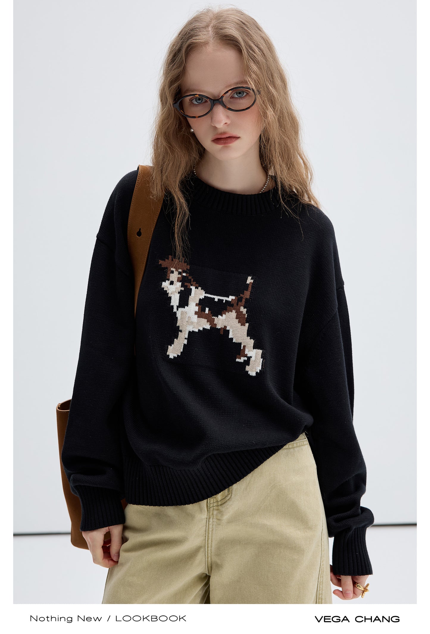 Relaxed Fit Jacquard Dog Sweater