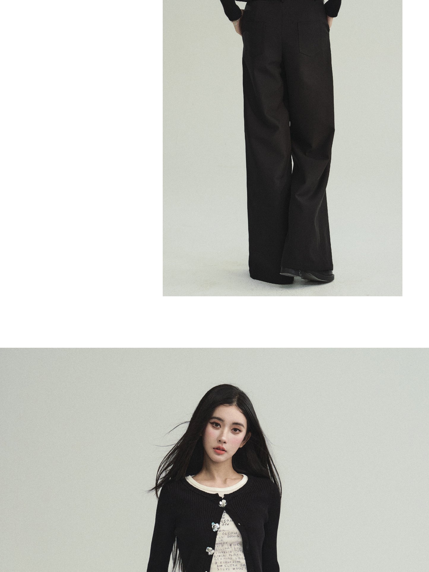 Straight Wide-Leg Logo Embroidered Pants