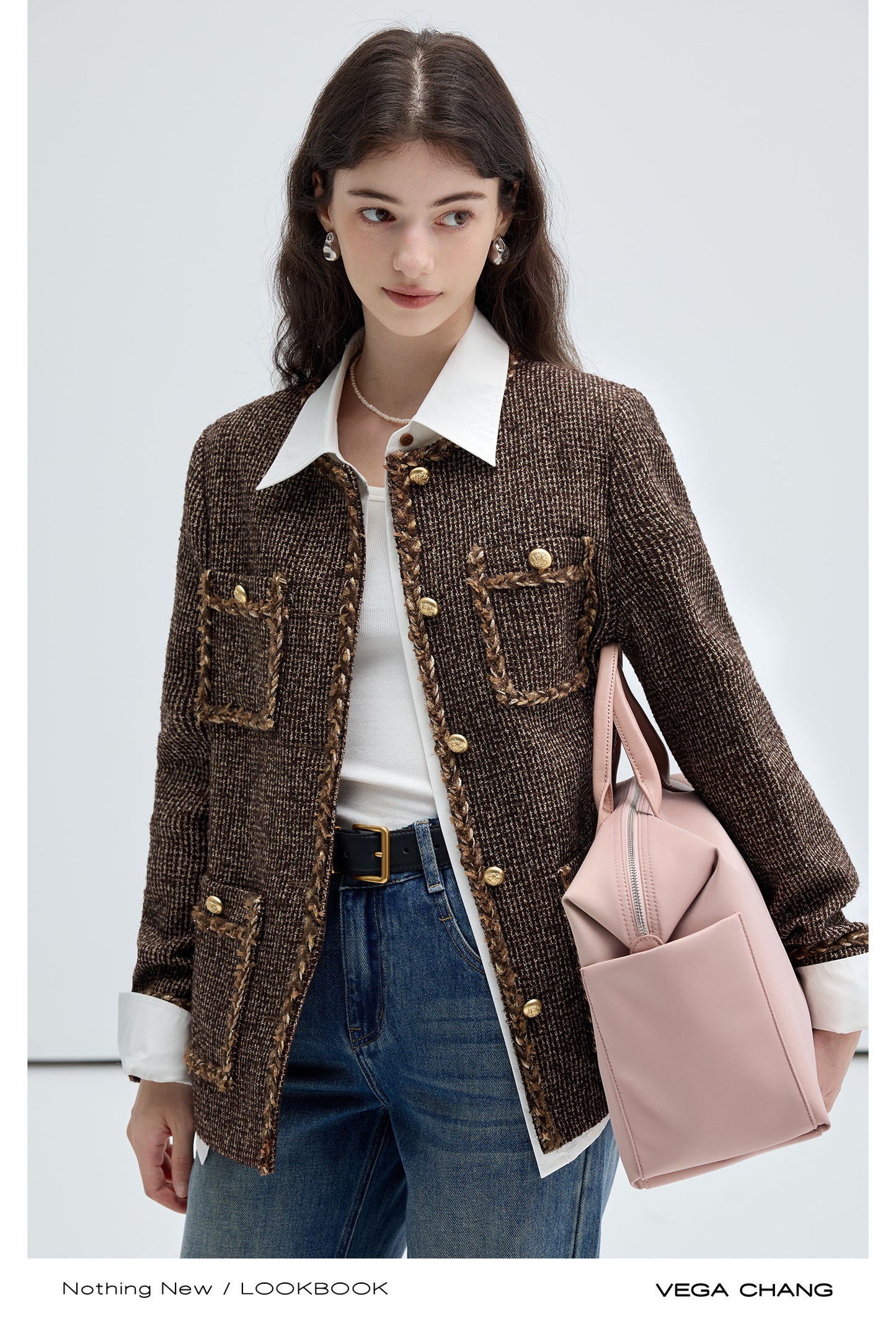 Braided Trim Wool Blend Boxy Tweed Jacket