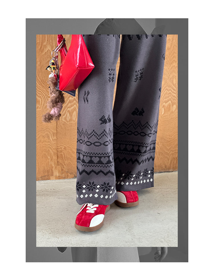 Fair Isle Knit Trousers With Playful Pattern