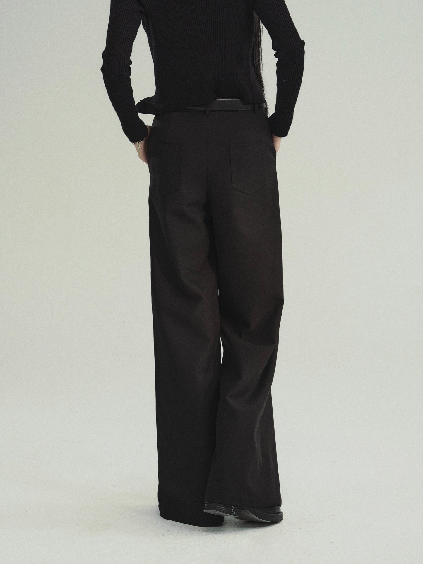 Straight Wide-Leg Logo Embroidered Pants