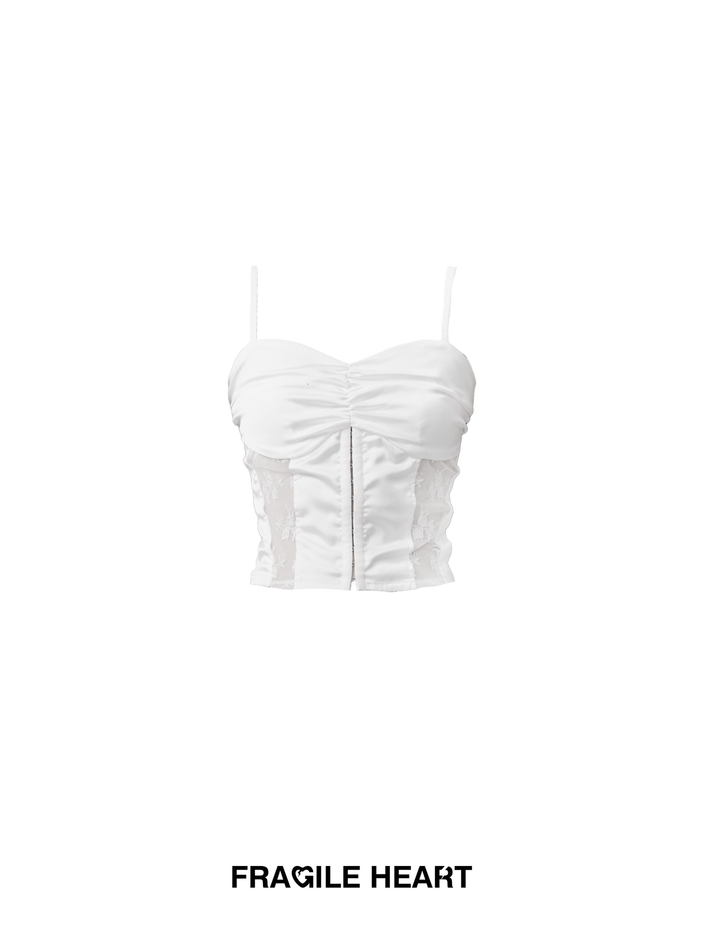 Glossy Twill Satin Lace Bustier Top With Metal Hook Closure