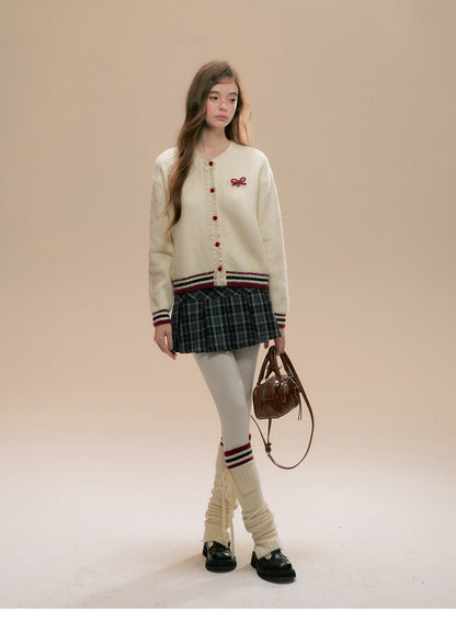 Varsity-Inspired Frilled Cardigan And Leg Warmers