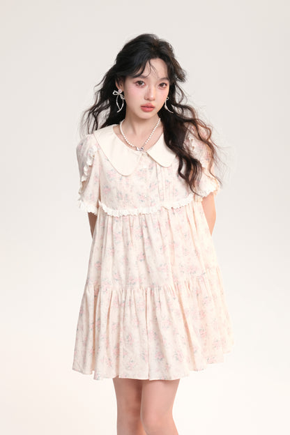 Doll Collar Dresses With Matching Rose Brooch